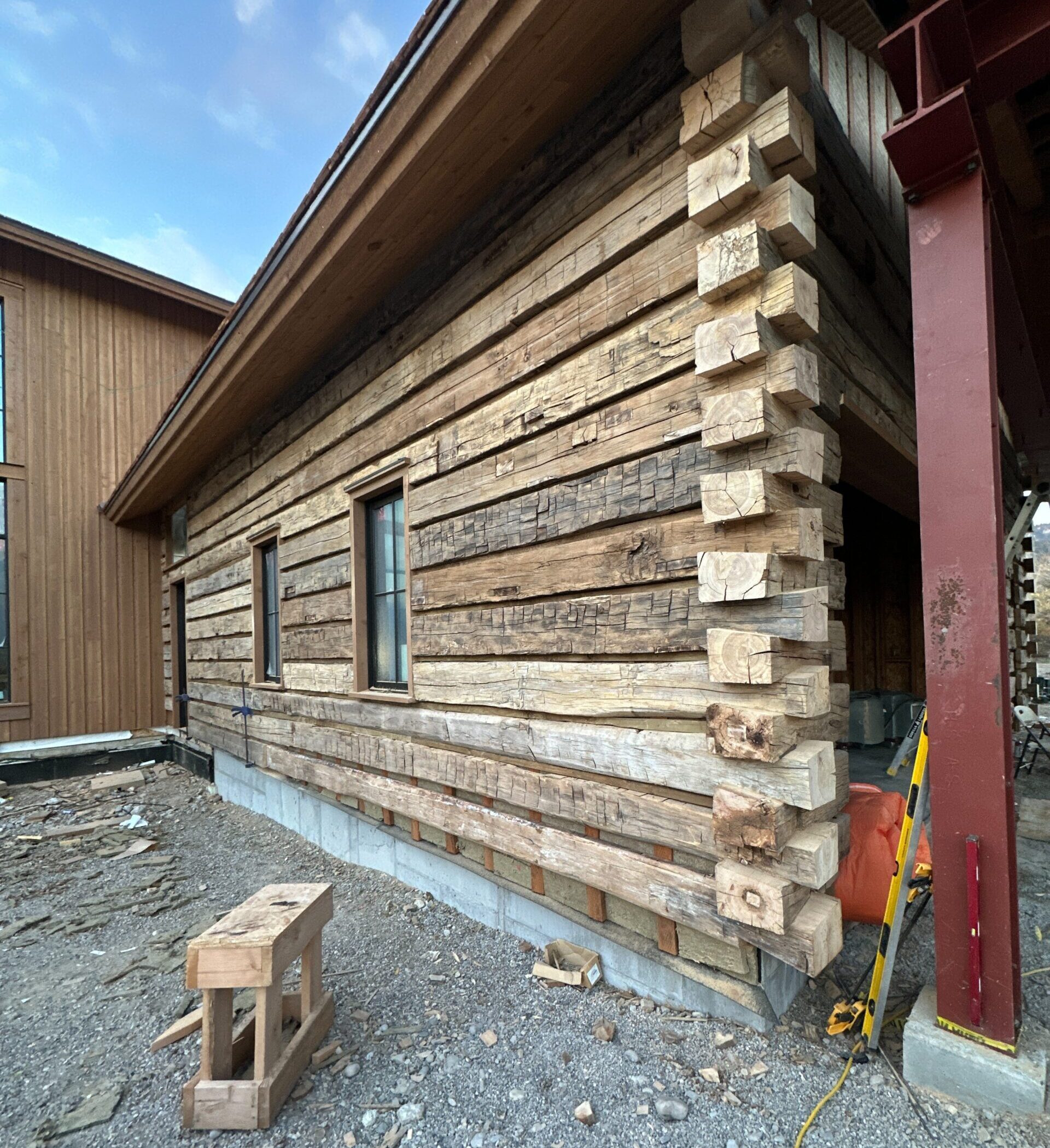 Hand Hewn Log Stack Siding 